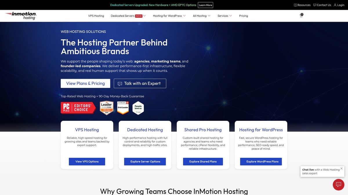 Las 7 mejores soluciones de alojamiento en servidores en la nube para 2026: InMotion Hosting Cloud VPS