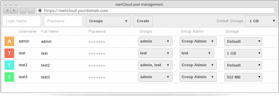 owncloud admin manage