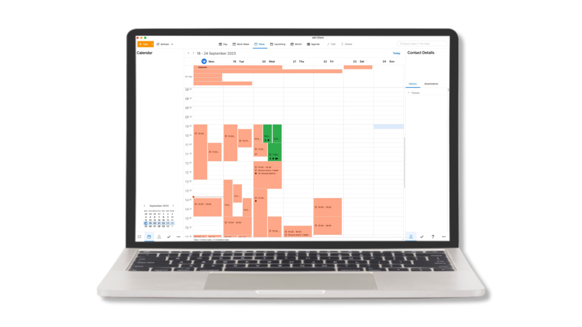 Agenda en taken in eM Client